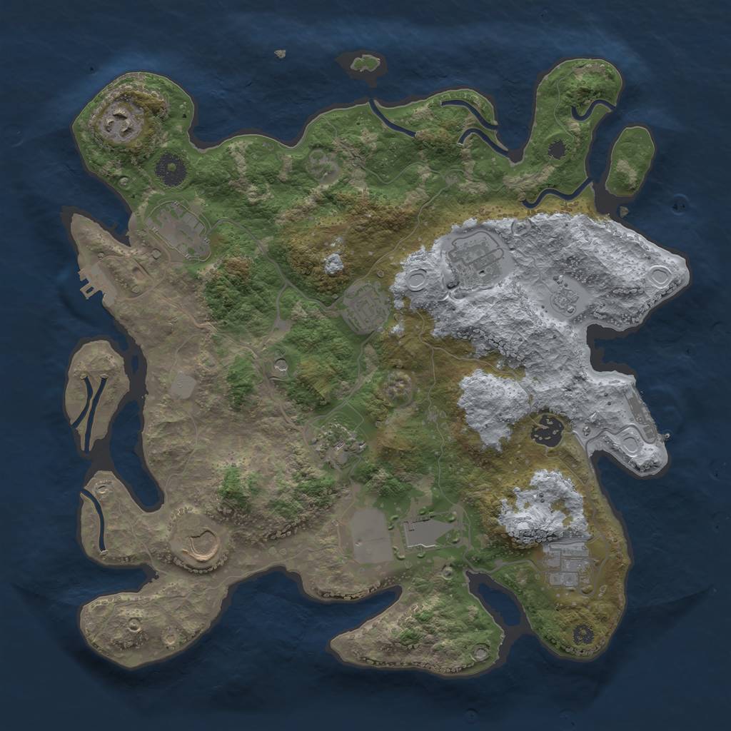 Rust Map: Procedural Map, Size: 3500, Seed: 1777, 18 Monuments