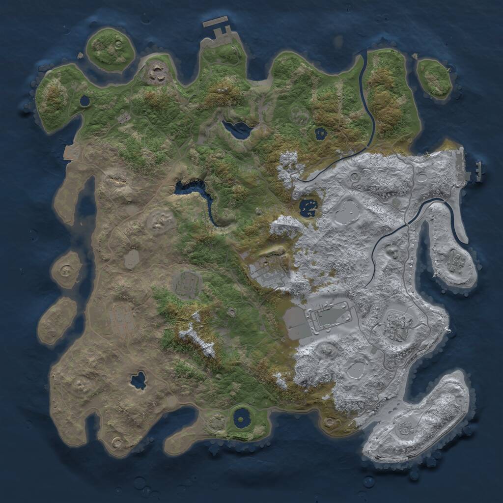 Rust Map: Procedural Map, Size: 4000, Seed: 23677, 14 Monuments