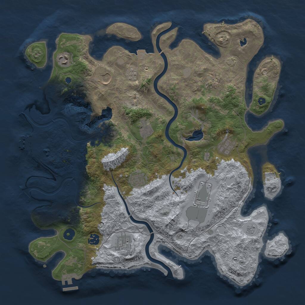 Rust Map: Procedural Map, Size: 4000, Seed: 76238835, 16 Monuments