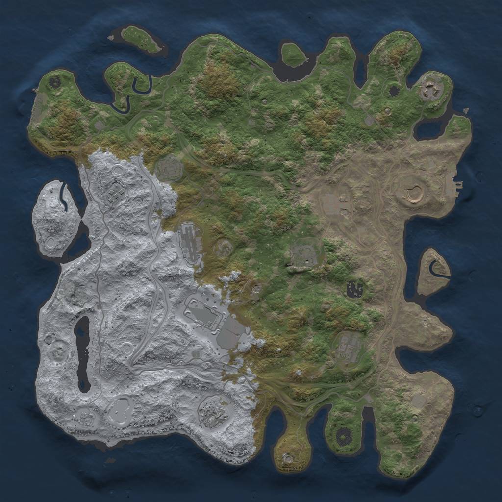 Rust Map: Procedural Map, Size: 4250, Seed: 1012288528, 20 Monuments