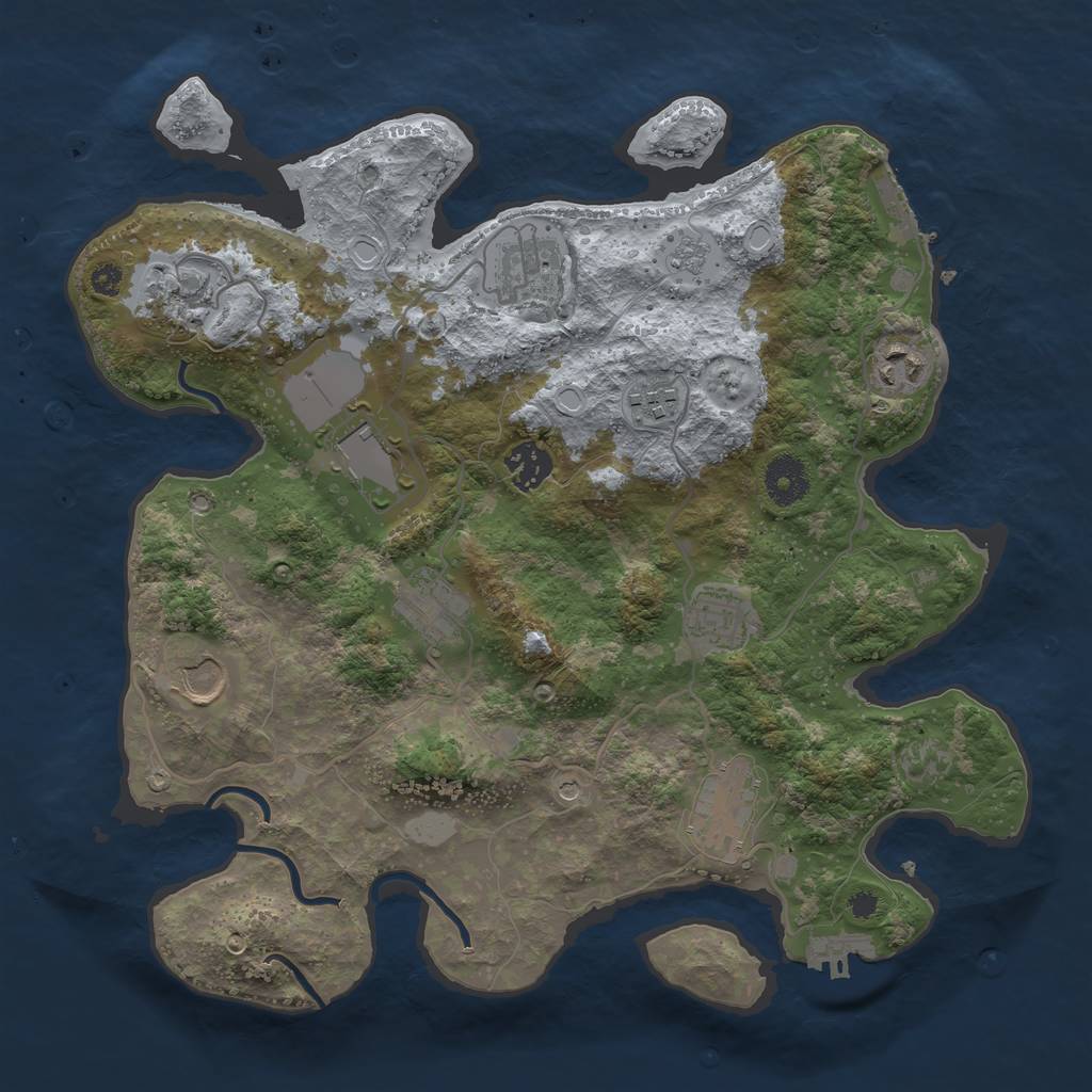 Rust Map: Procedural Map, Size: 3500, Seed: 888223032, 19 Monuments
