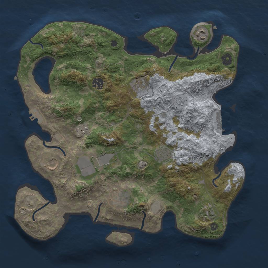 Rust Map: Procedural Map, Size: 3500, Seed: 76567, 16 Monuments