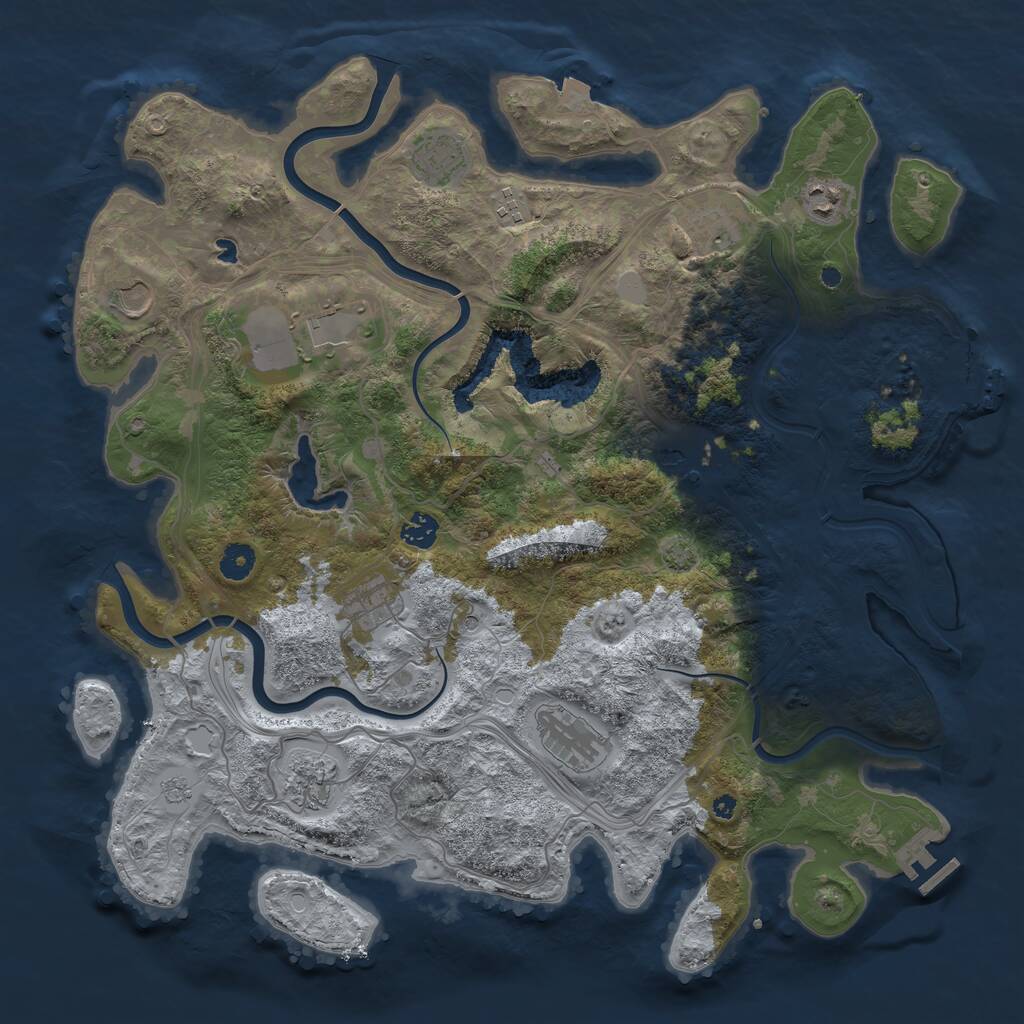 Rust Map: Procedural Map, Size: 4250, Seed: 833836529, 17 Monuments