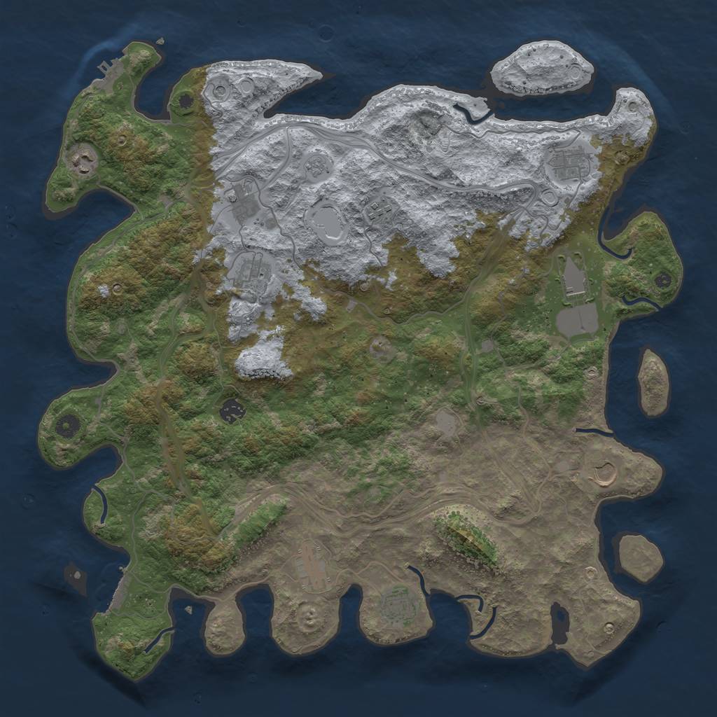 Rust Map: Procedural Map, Size: 4500, Seed: 1255467011, 19 Monuments
