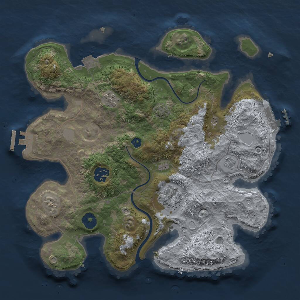 Rust Map: Procedural Map, Size: 3000, Seed: 354298192, 9 Monuments