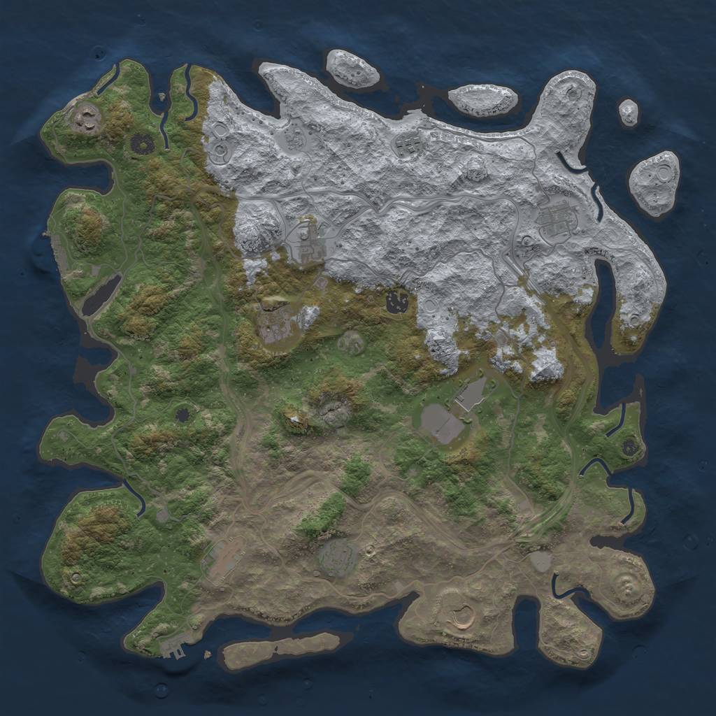 Rust Map: Procedural Map, Size: 4500, Seed: 1116687208, 19 Monuments