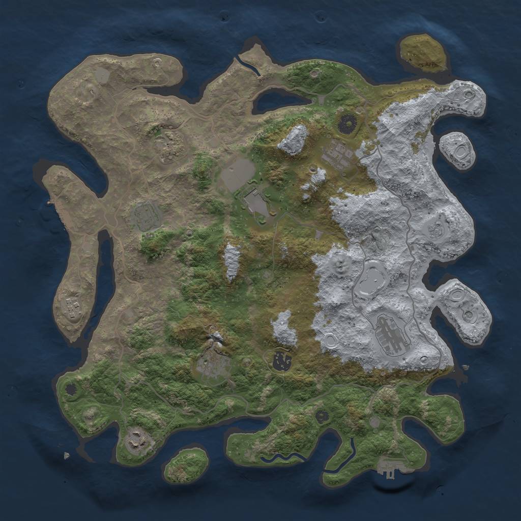 Rust Map: Procedural Map, Size: 4000, Seed: 19870708, 18 Monuments