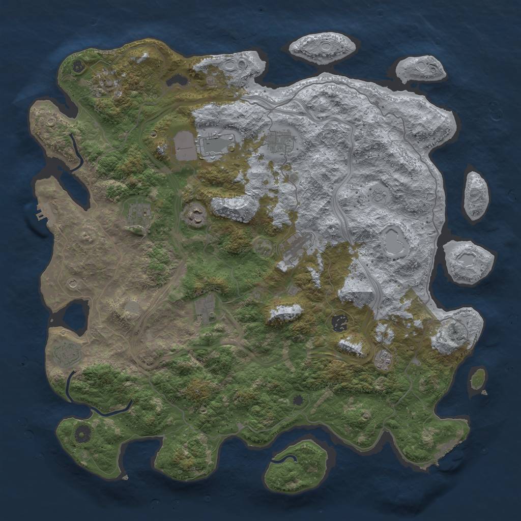 Rust Map: Procedural Map, Size: 4500, Seed: 1255467014, 19 Monuments