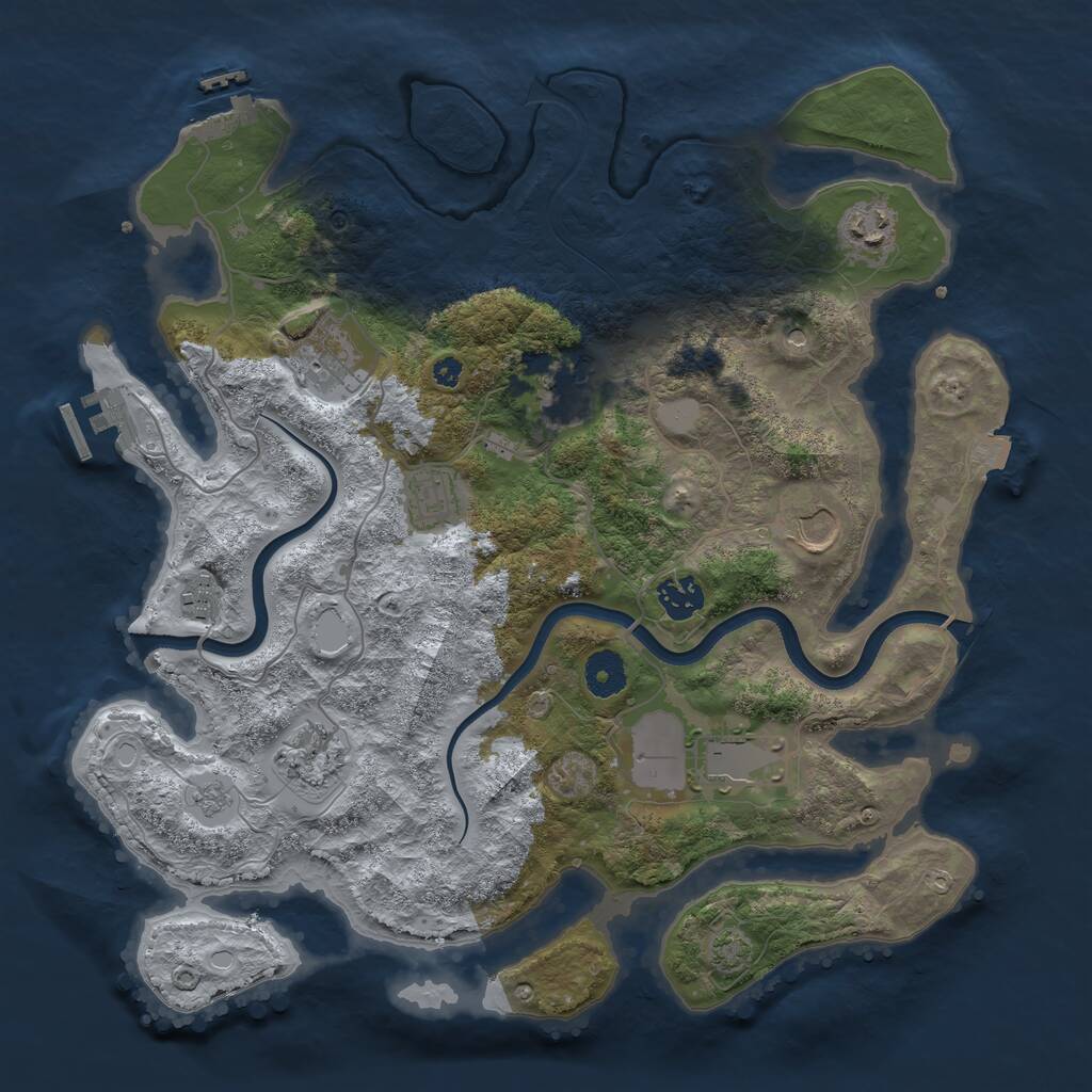 Rust Map: Procedural Map, Size: 3700, Seed: 1102067103, 15 Monuments