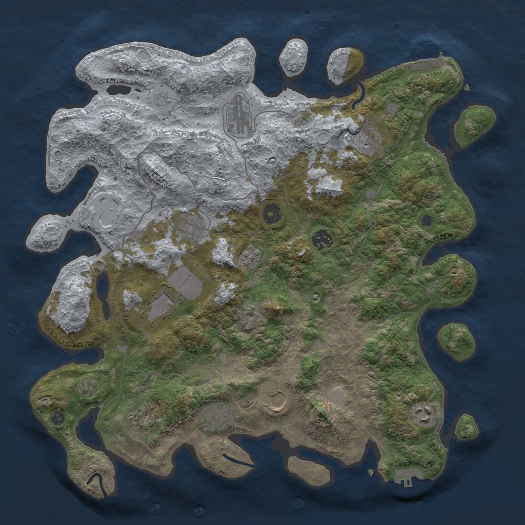 Rust Map: Procedural Map, Size: 4000, Seed: 69616, 19 Monuments