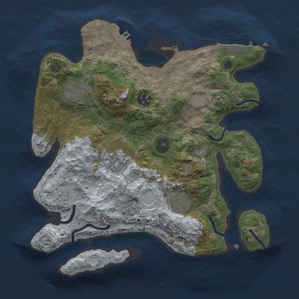 Rust Map: Procedural Map, Size: 3000, Seed: 144788054, 14 Monuments