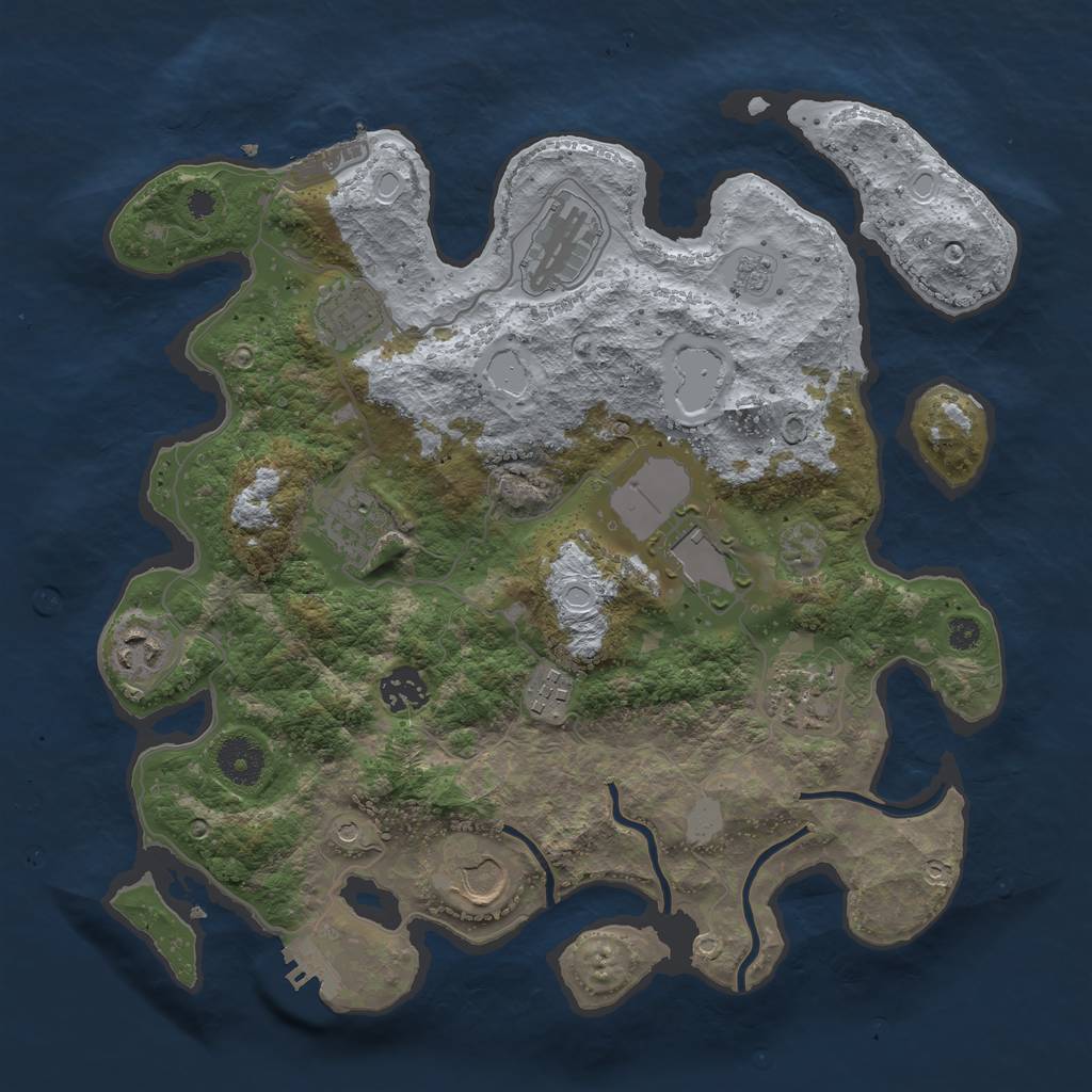 Rust Map: Procedural Map, Size: 3500, Seed: 615124552, 18 Monuments