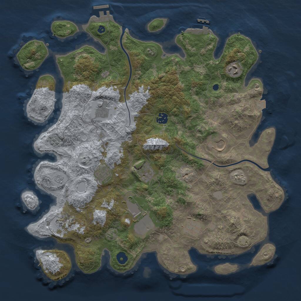 Rust Map: Procedural Map, Size: 3950, Seed: 1249060939, 16 Monuments