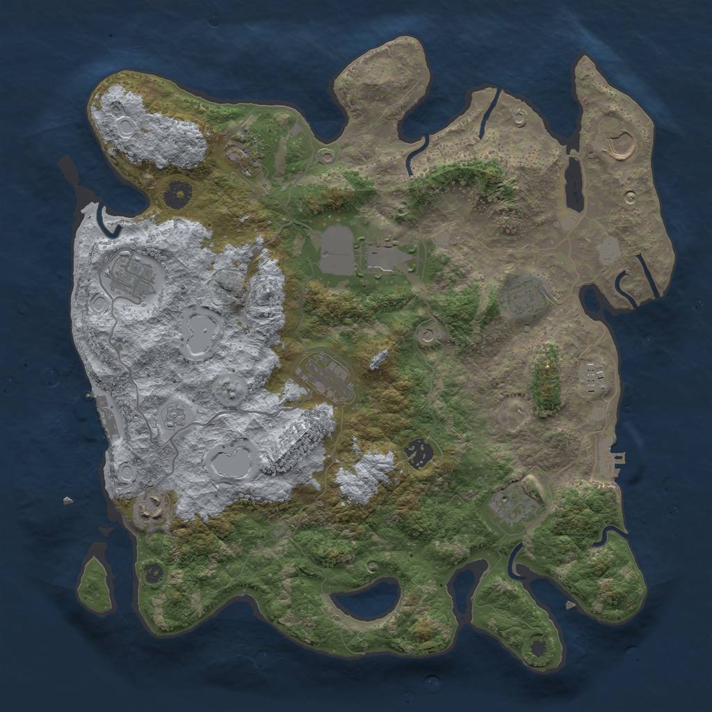 Rust Map: Procedural Map, Size: 3800, Seed: 4259613, 19 Monuments