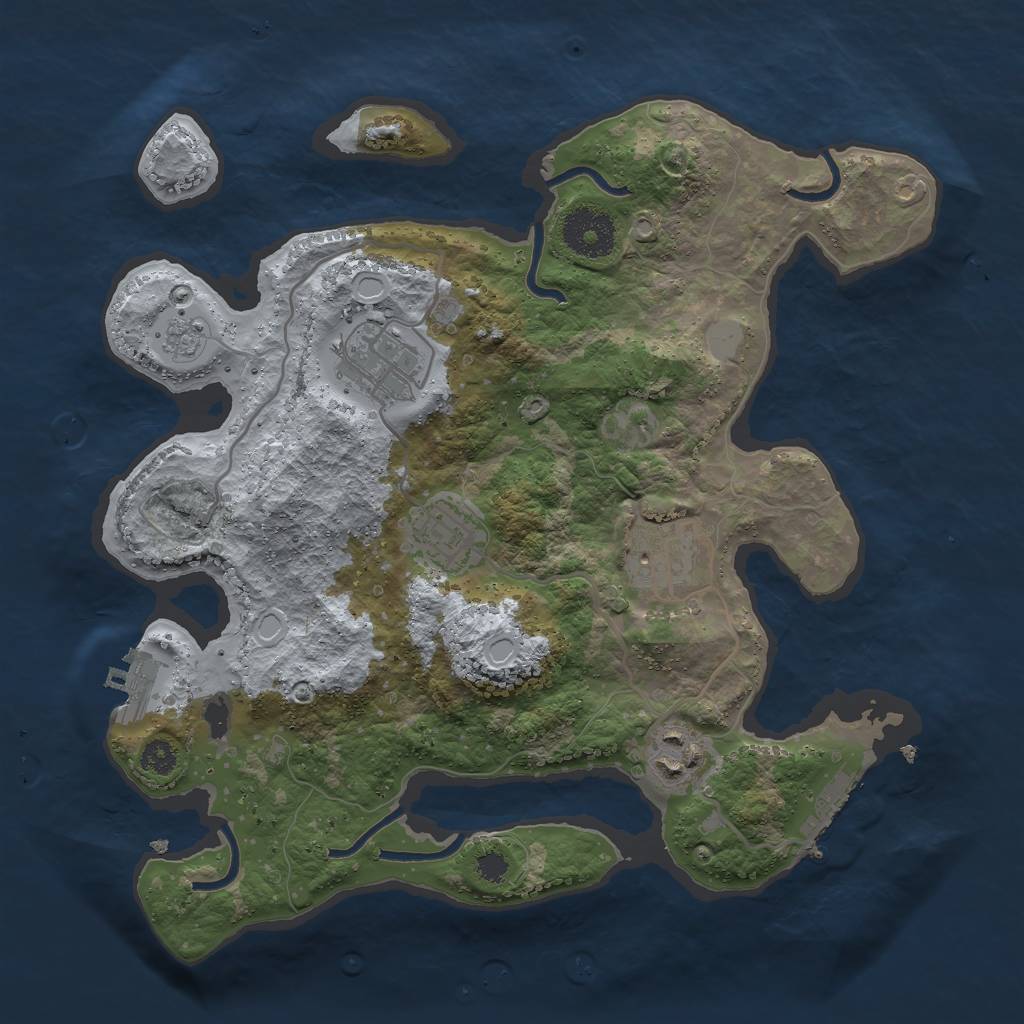 Rust Map: Procedural Map, Size: 3000, Seed: 22195, 12 Monuments