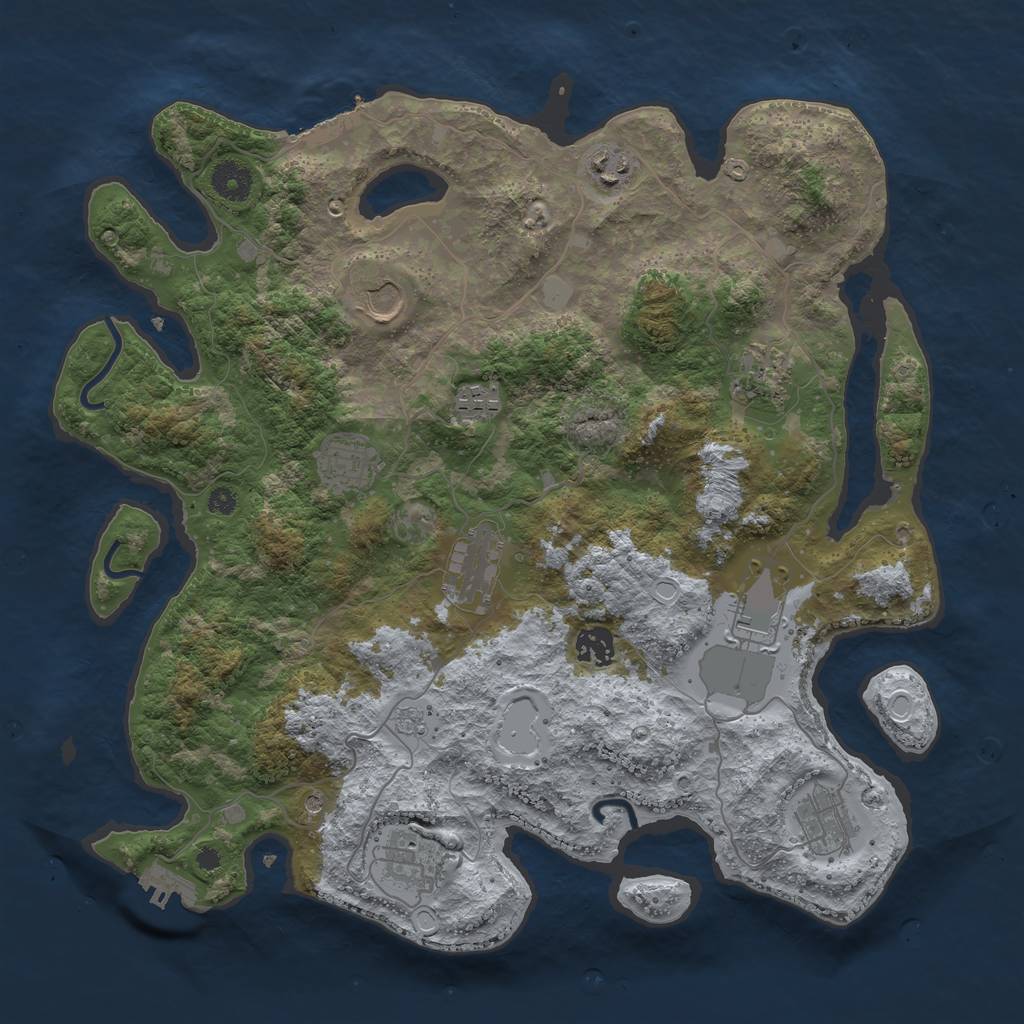 Rust Map: Procedural Map, Size: 3800, Seed: 1832465, 19 Monuments