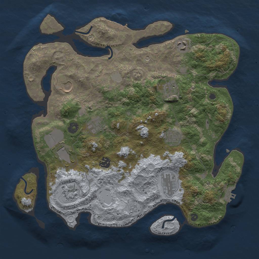 Rust Map: Procedural Map, Size: 3500, Seed: 1841644500, 18 Monuments