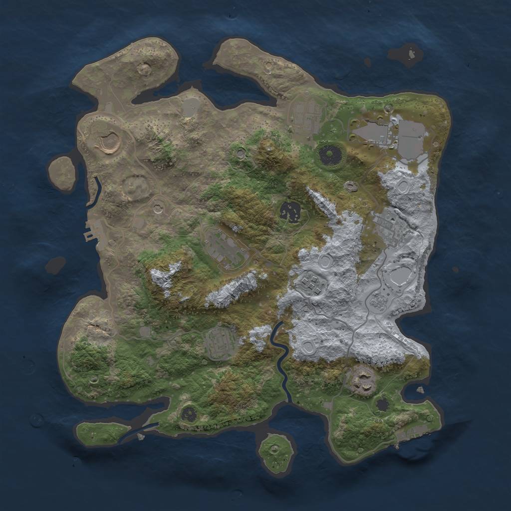 Rust Map: Procedural Map, Size: 3500, Seed: 807918497, 18 Monuments