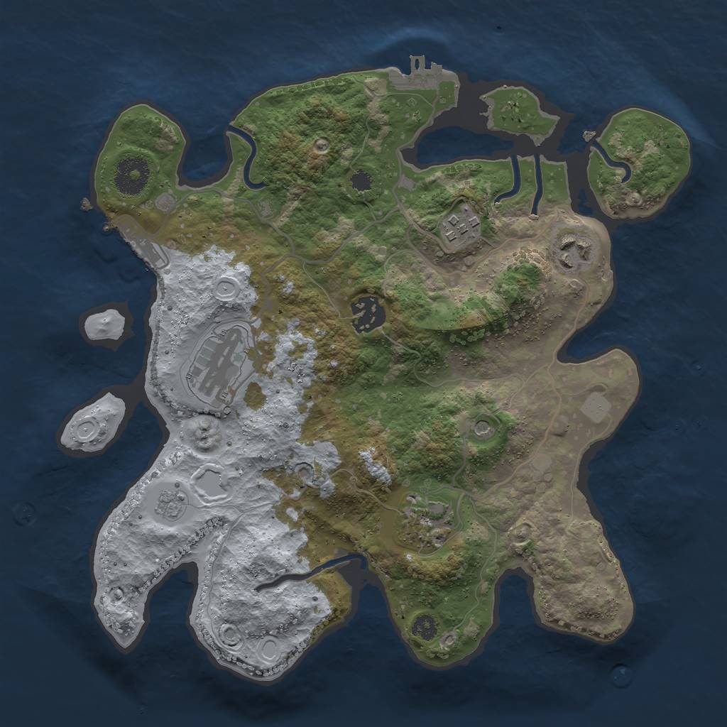 Rust Map: Procedural Map, Size: 3000, Seed: 93416, 14 Monuments