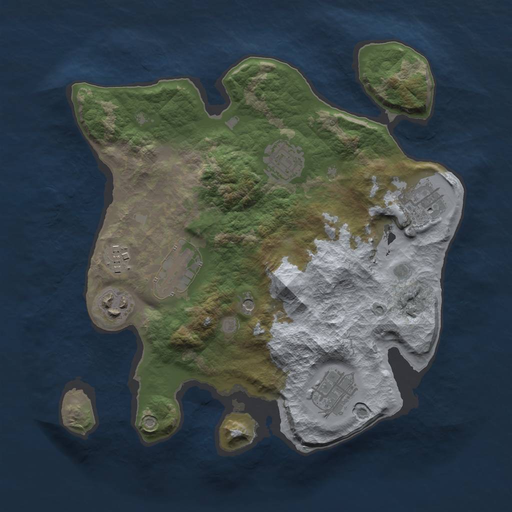 Rust Map: Barren, Size: 2800, Seed: 44, 9 Monuments