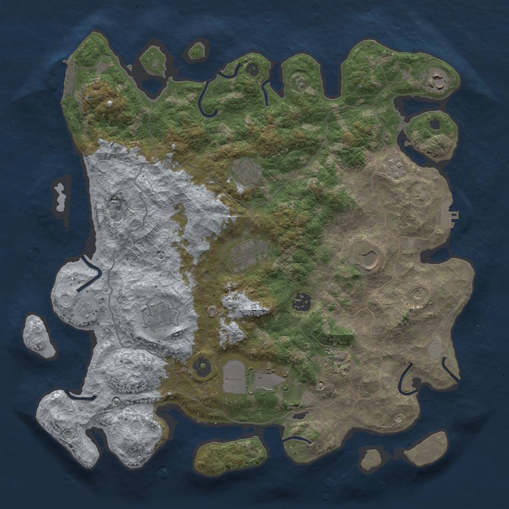 Rust Map: Procedural Map, Size: 4000, Seed: 309421851, 18 Monuments