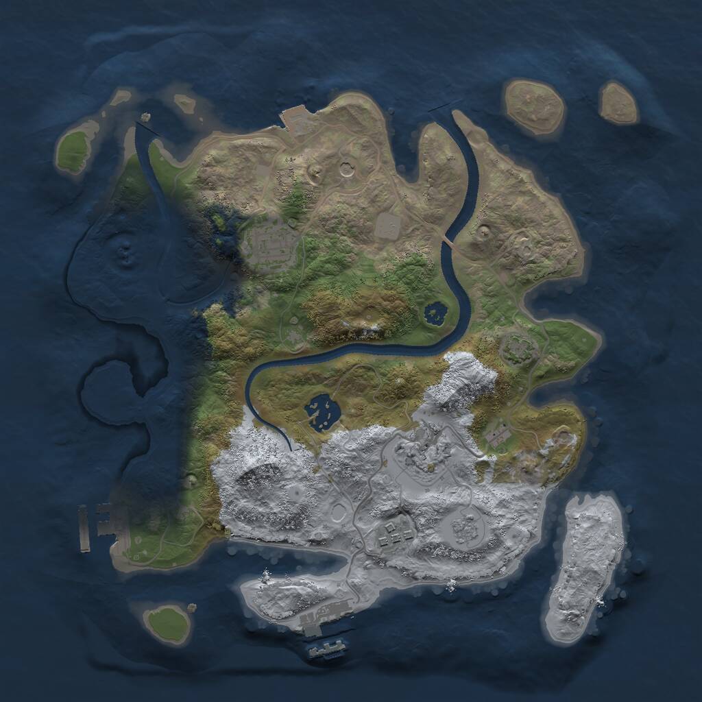 Rust Map: Procedural Map, Size: 3000, Seed: 18490, 10 Monuments