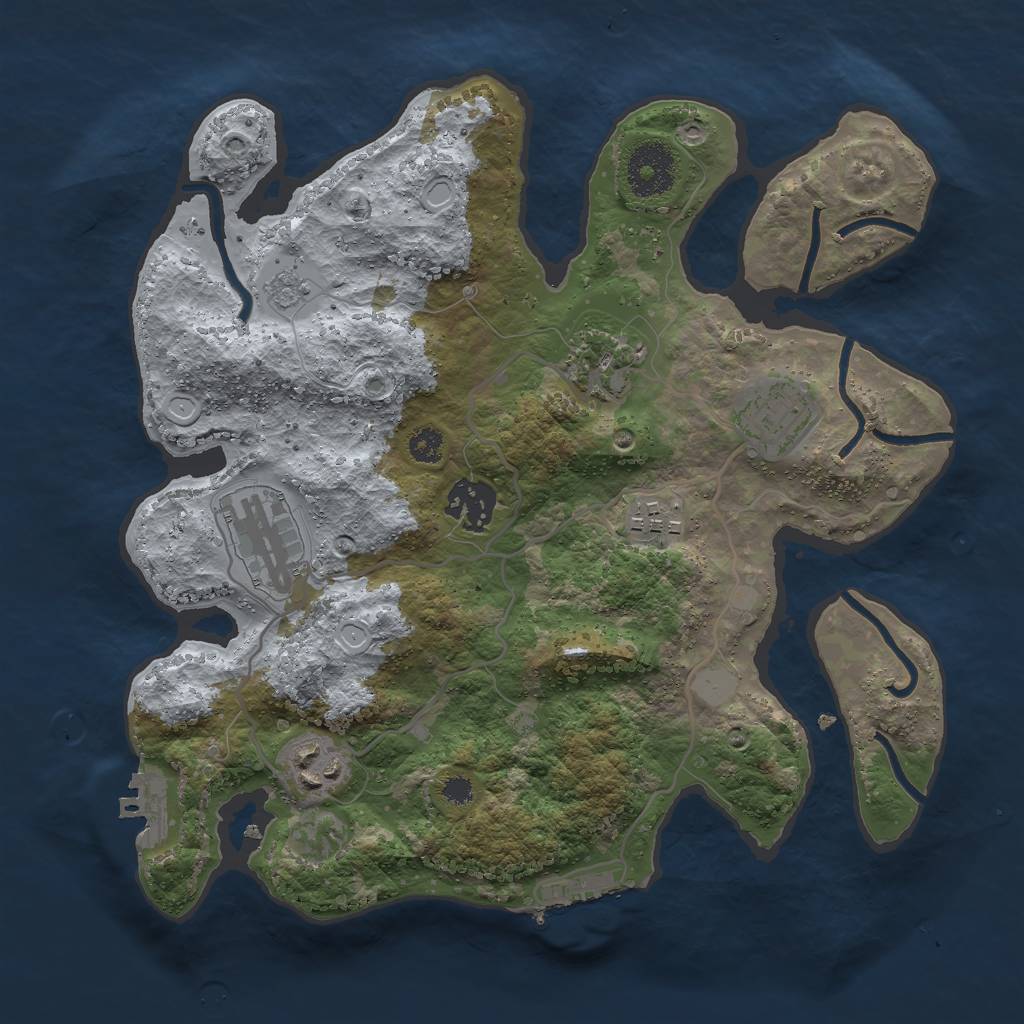Rust Map: Procedural Map, Size: 3000, Seed: 29060, 14 Monuments