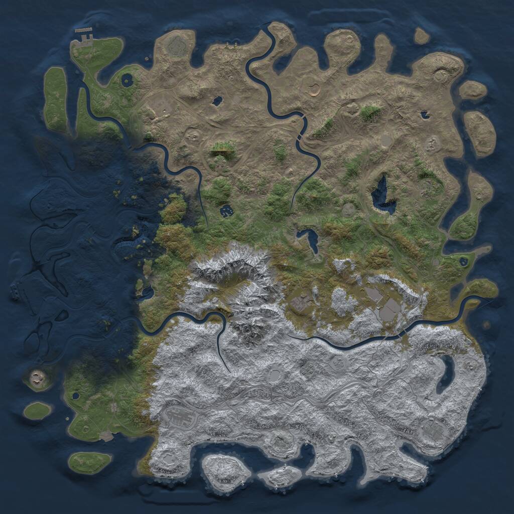 Rust Map: Procedural Map, Size: 6000, Seed: 496222784, 17 Monuments