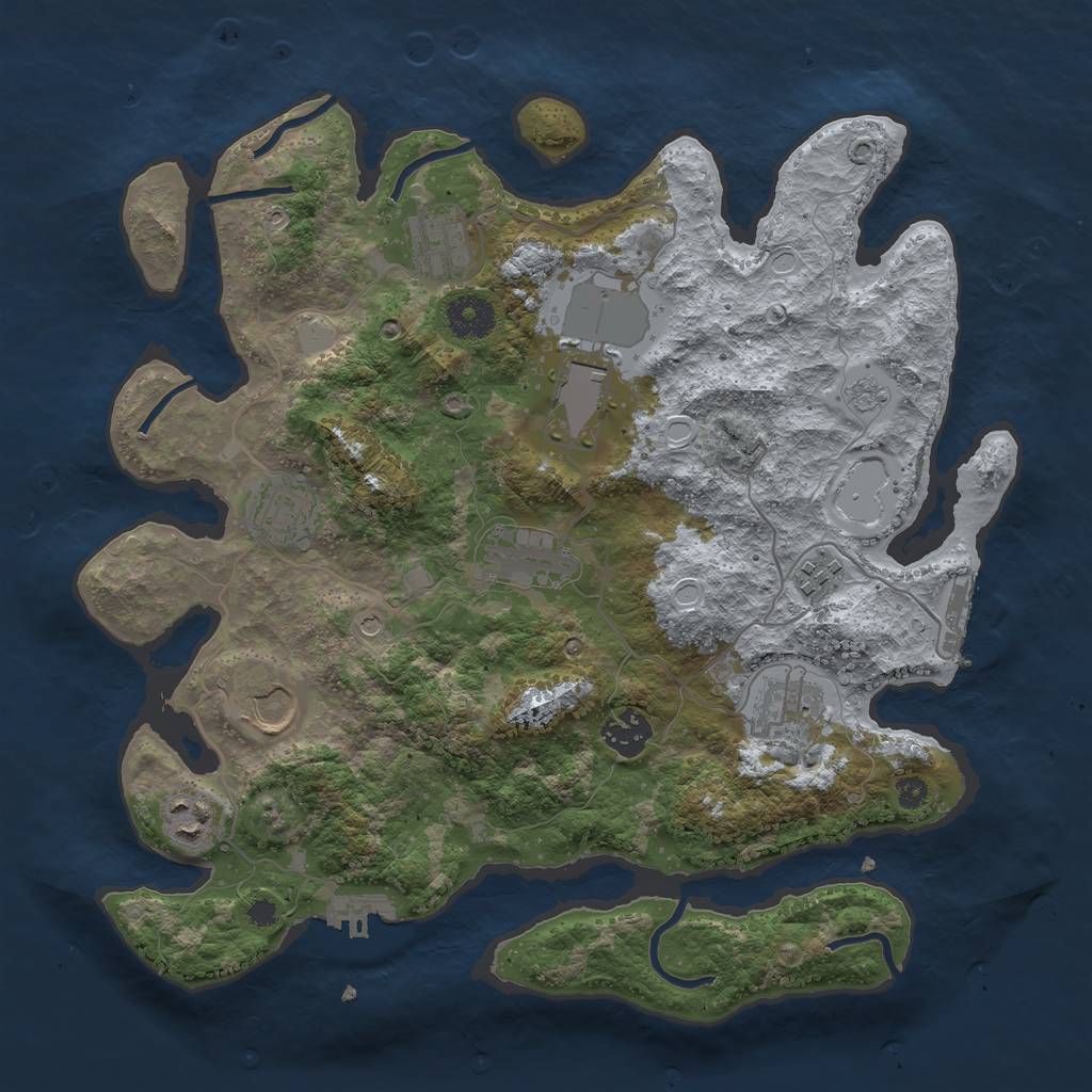 Rust Map: Procedural Map, Size: 3500, Seed: 1426614246, 18 Monuments