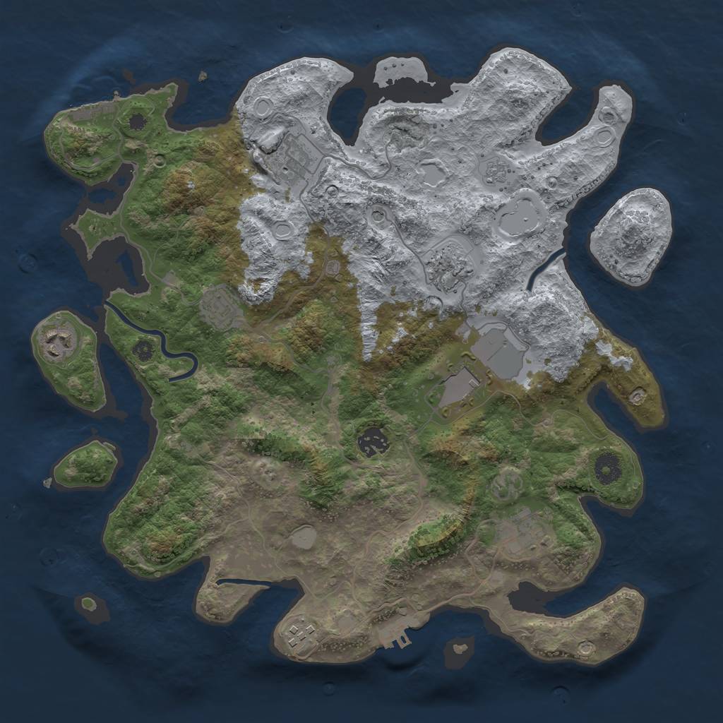 Rust Map: Procedural Map, Size: 3700, Seed: 1225465045, 17 Monuments