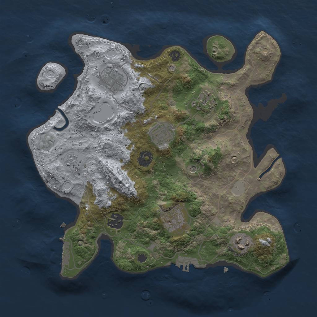 Rust Map: Procedural Map, Size: 3000, Seed: 16145, 15 Monuments
