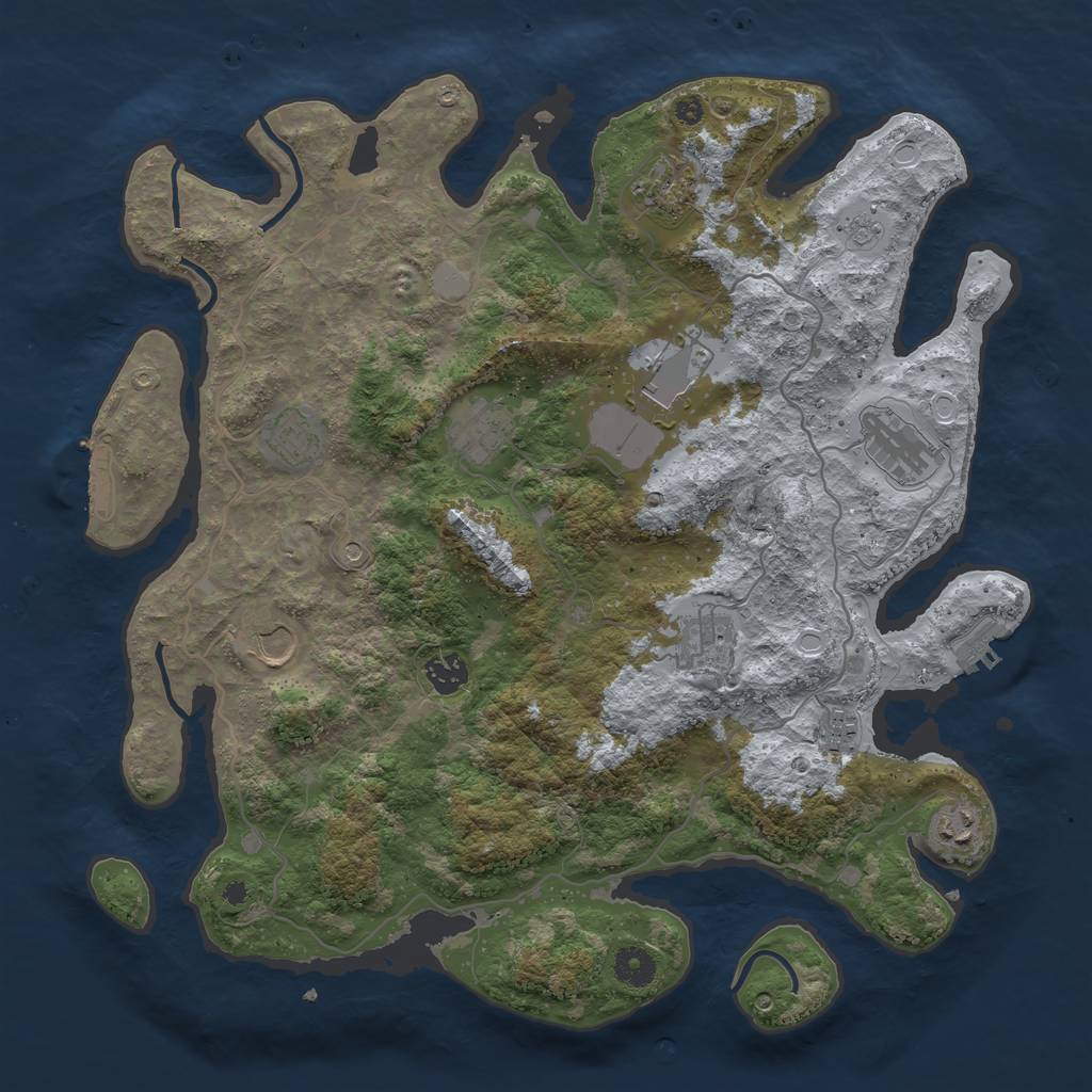 Rust Map: Procedural Map, Size: 4000, Seed: 1784627448, 19 Monuments