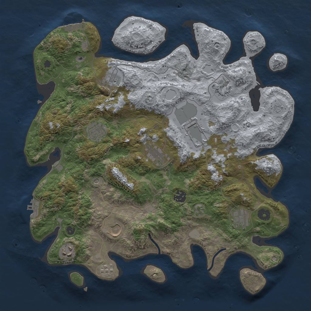 Rust Map: Procedural Map, Size: 3767, Seed: 1841224160, 19 Monuments