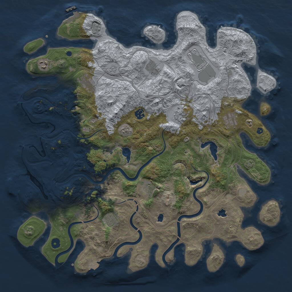 Rust Map: Procedural Map, Size: 4500, Seed: 23904911, 16 Monuments
