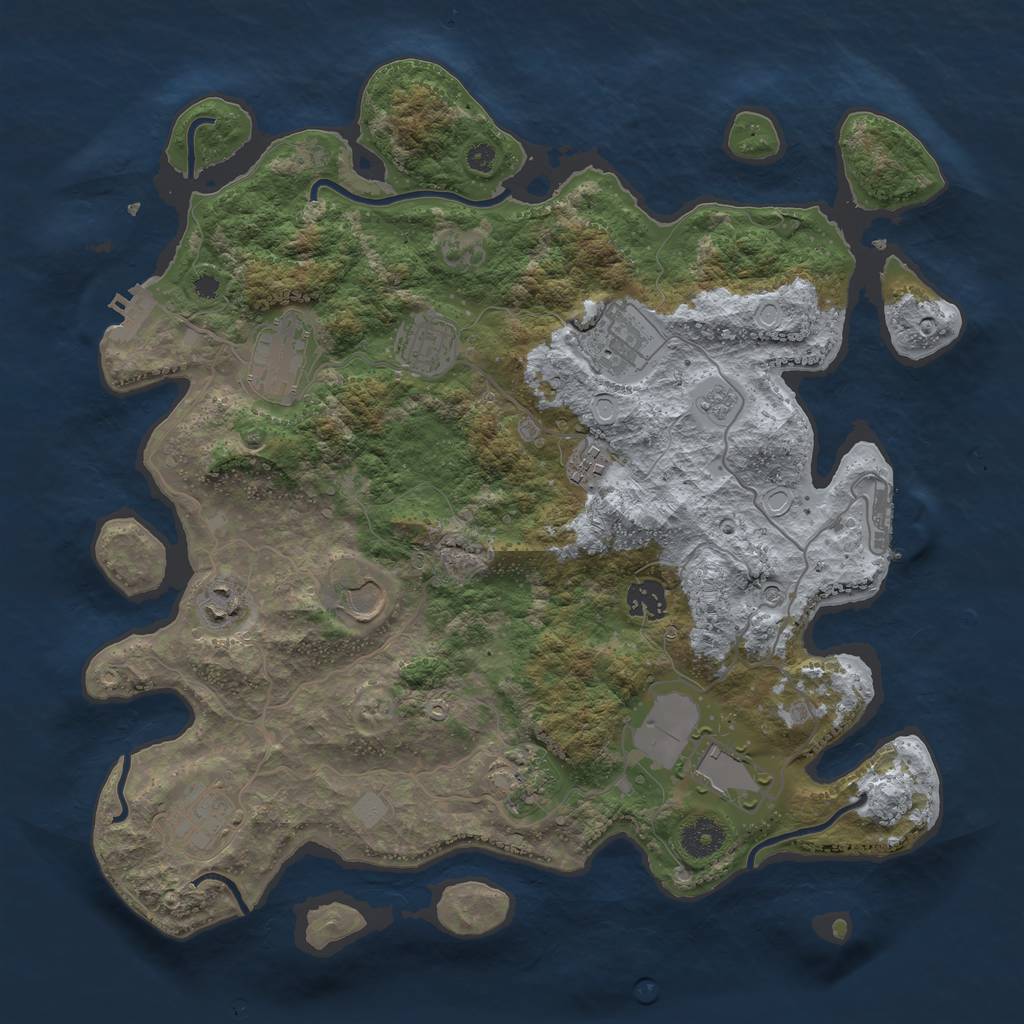 Rust Map: Procedural Map, Size: 3750, Seed: 99588624, 19 Monuments