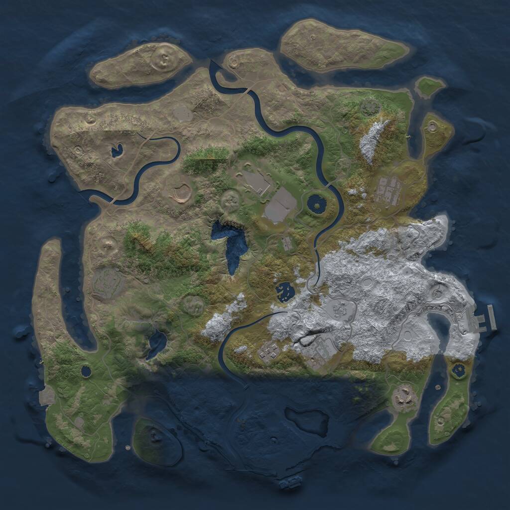 Rust Map: Procedural Map, Size: 4000, Seed: 1042143848, 14 Monuments