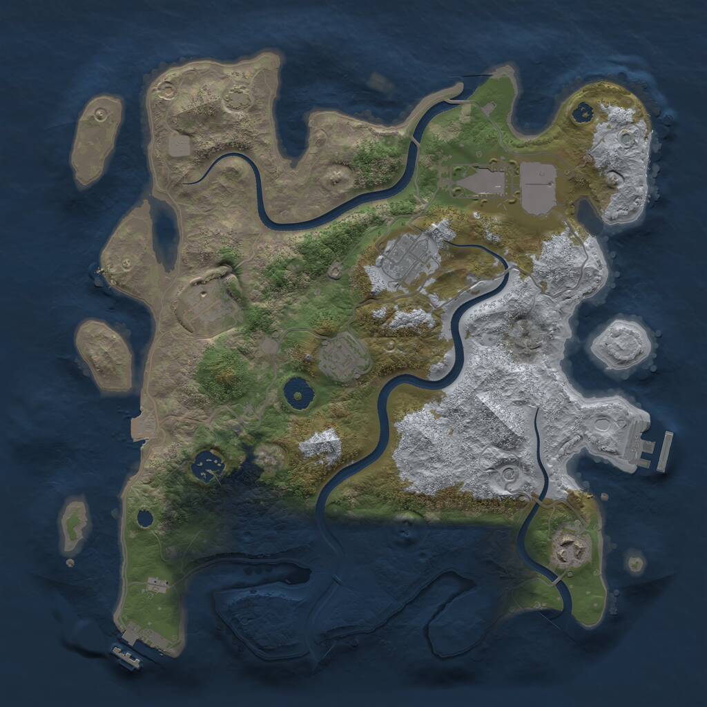 Rust Map: Procedural Map, Size: 3500, Seed: 1254, 11 Monuments