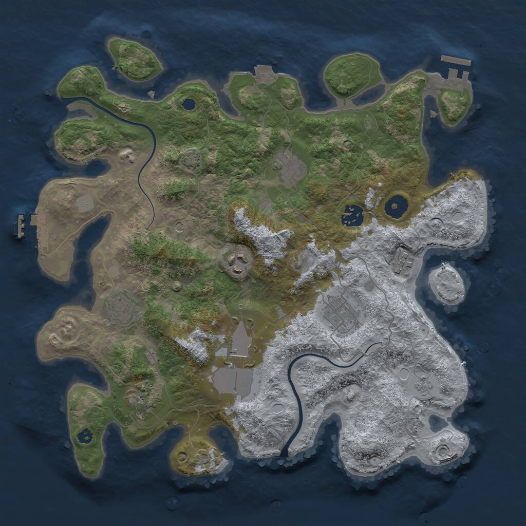 Rust Map: Procedural Map, Size: 3500, Seed: 407204270, 14 Monuments