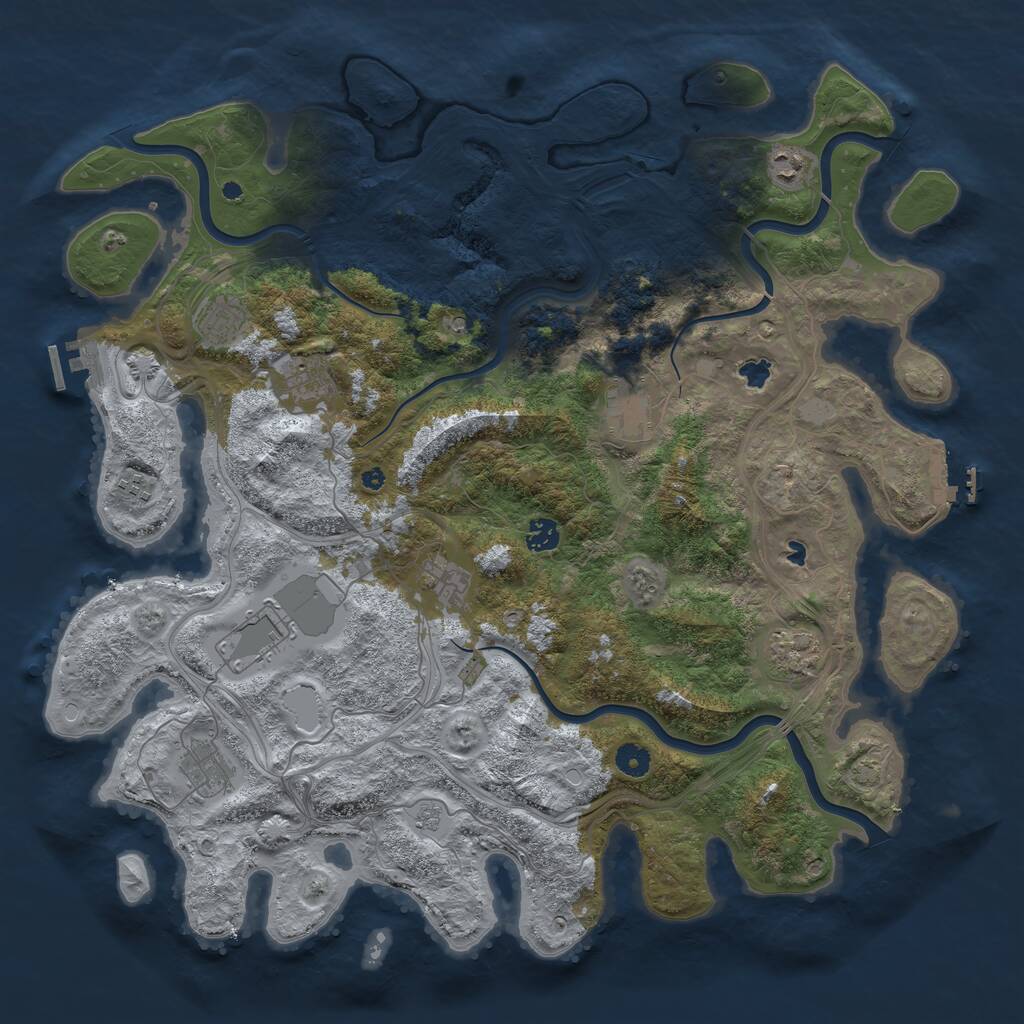 Rust Map: Procedural Map, Size: 4500, Seed: 1382612341, 16 Monuments