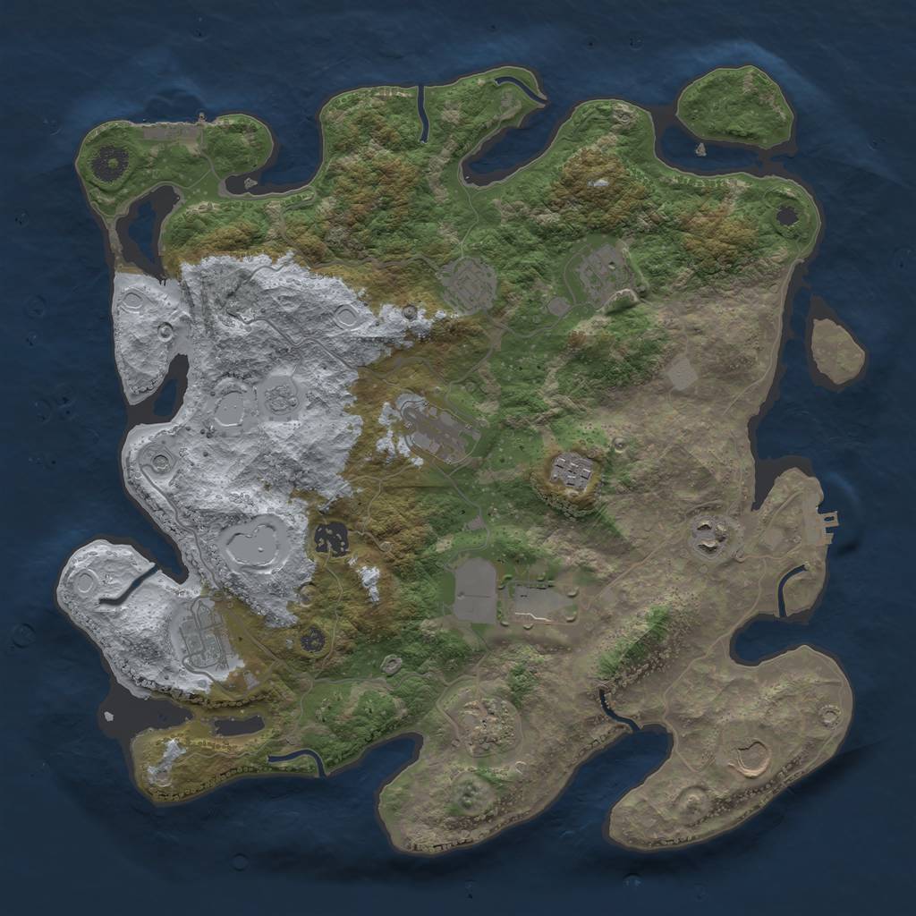 Rust Map: Procedural Map, Size: 3800, Seed: 38427986, 19 Monuments