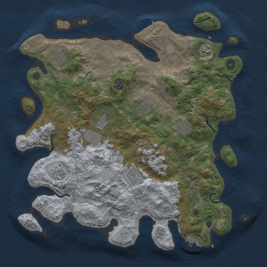 Rust Map: Procedural Map, Size: 4000, Seed: 5485, 18 Monuments