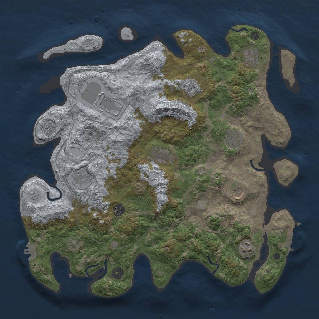 Rust Map: Procedural Map, Size: 4000, Seed: 2128487307, 19 Monuments