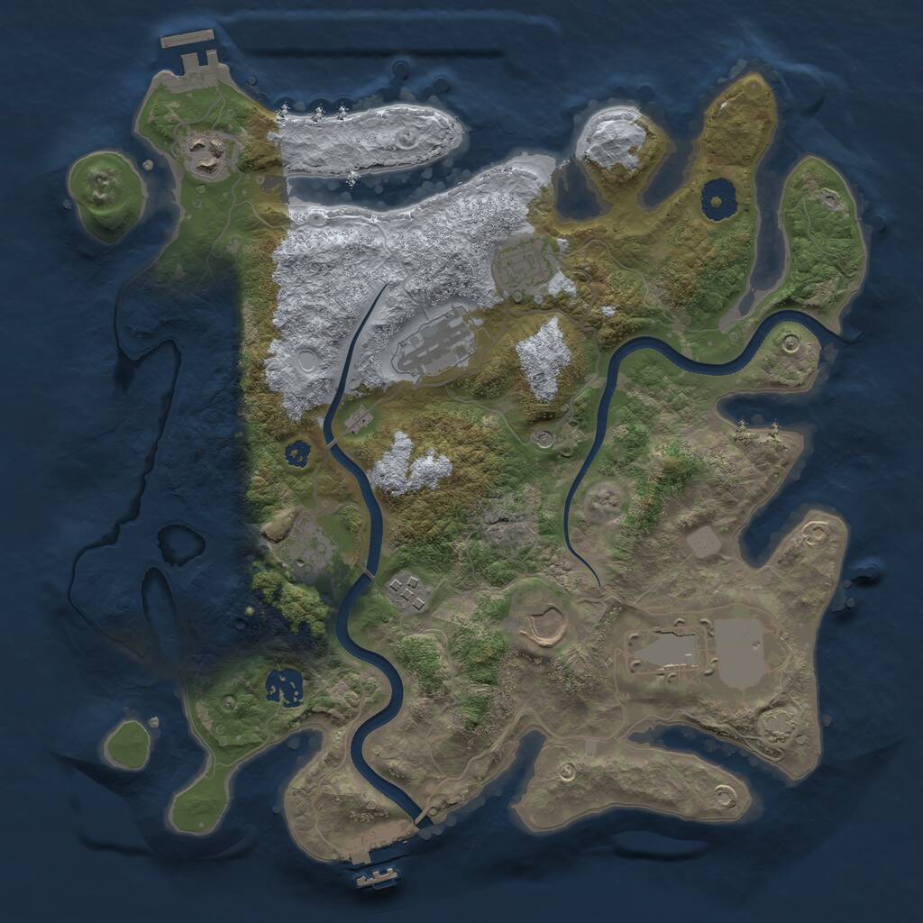 Rust Map: Procedural Map, Size: 3500, Seed: 2045319745, 13 Monuments