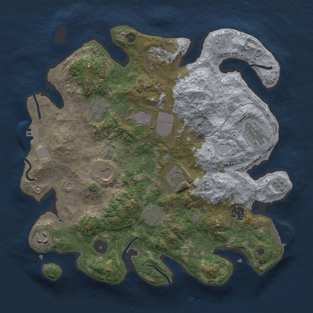 Rust Map: Procedural Map, Size: 3500, Seed: 1067857257, 19 Monuments
