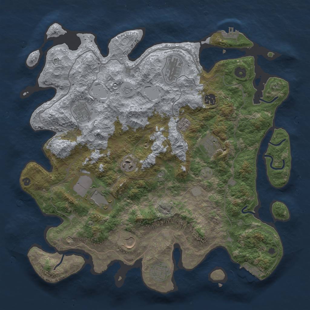 Rust Map: Procedural Map, Size: 4000, Seed: 812564, 18 Monuments