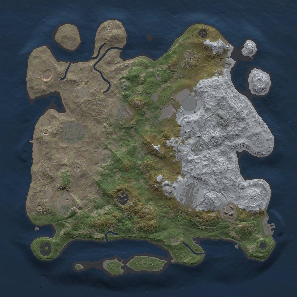 Rust Map: Procedural Map, Size: 3500, Seed: 1750459240, 19 Monuments
