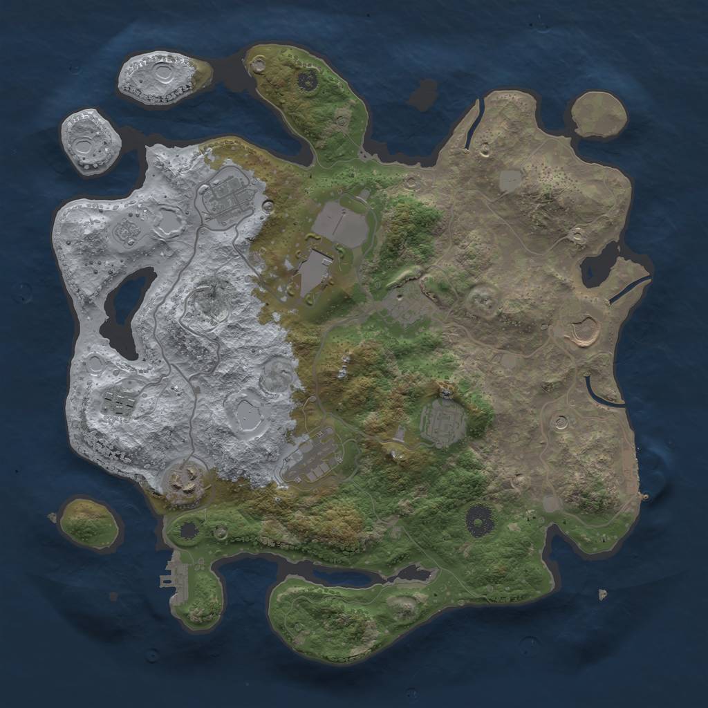 Rust Map: Procedural Map, Size: 3500, Seed: 947328956, 17 Monuments