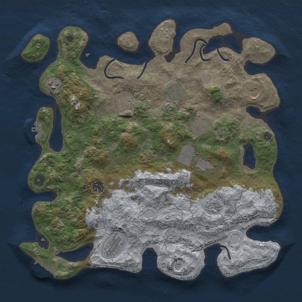Rust Map: Procedural Map, Size: 4000, Seed: 70169760, 19 Monuments