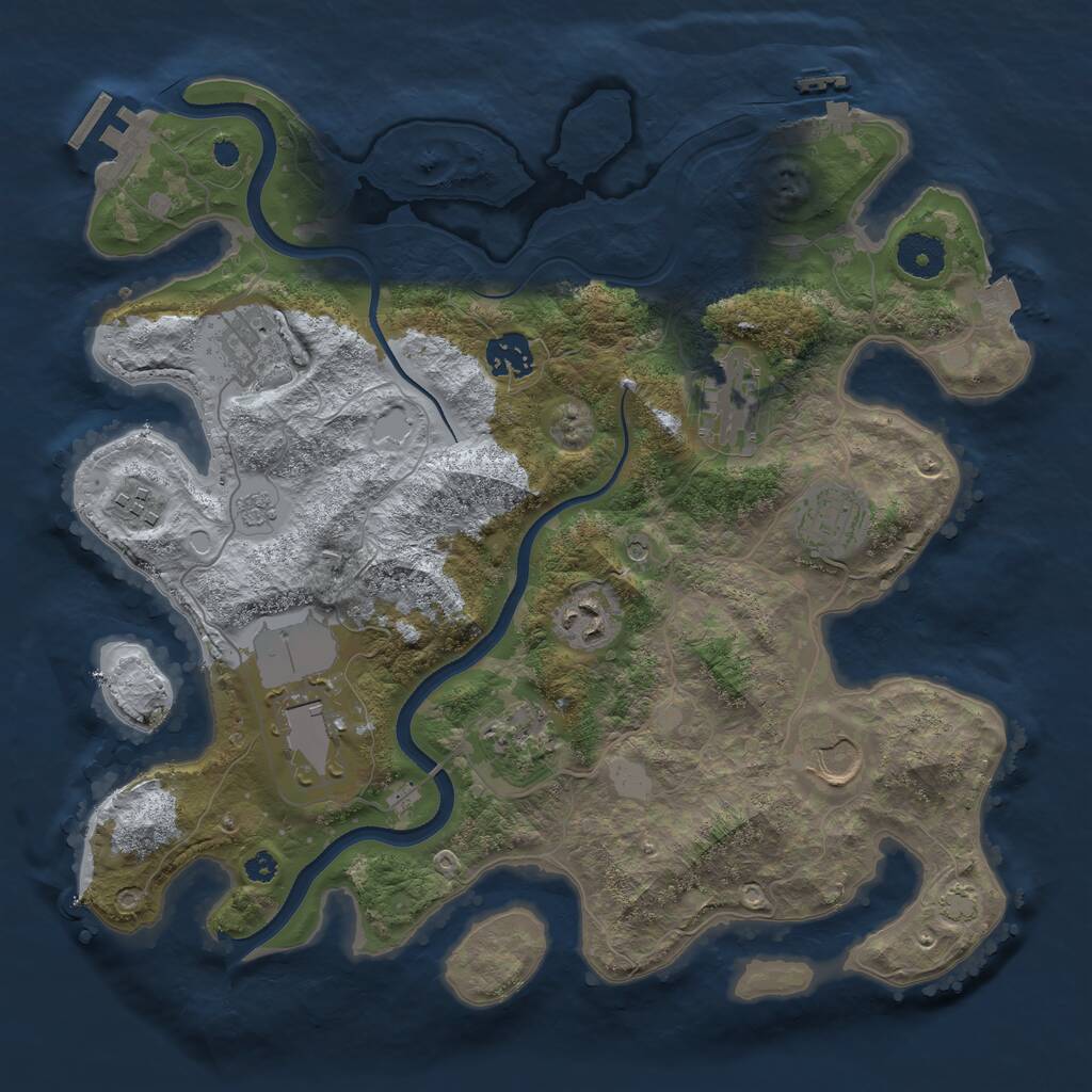 Rust Map: Procedural Map, Size: 3500, Seed: 1459954, 15 Monuments