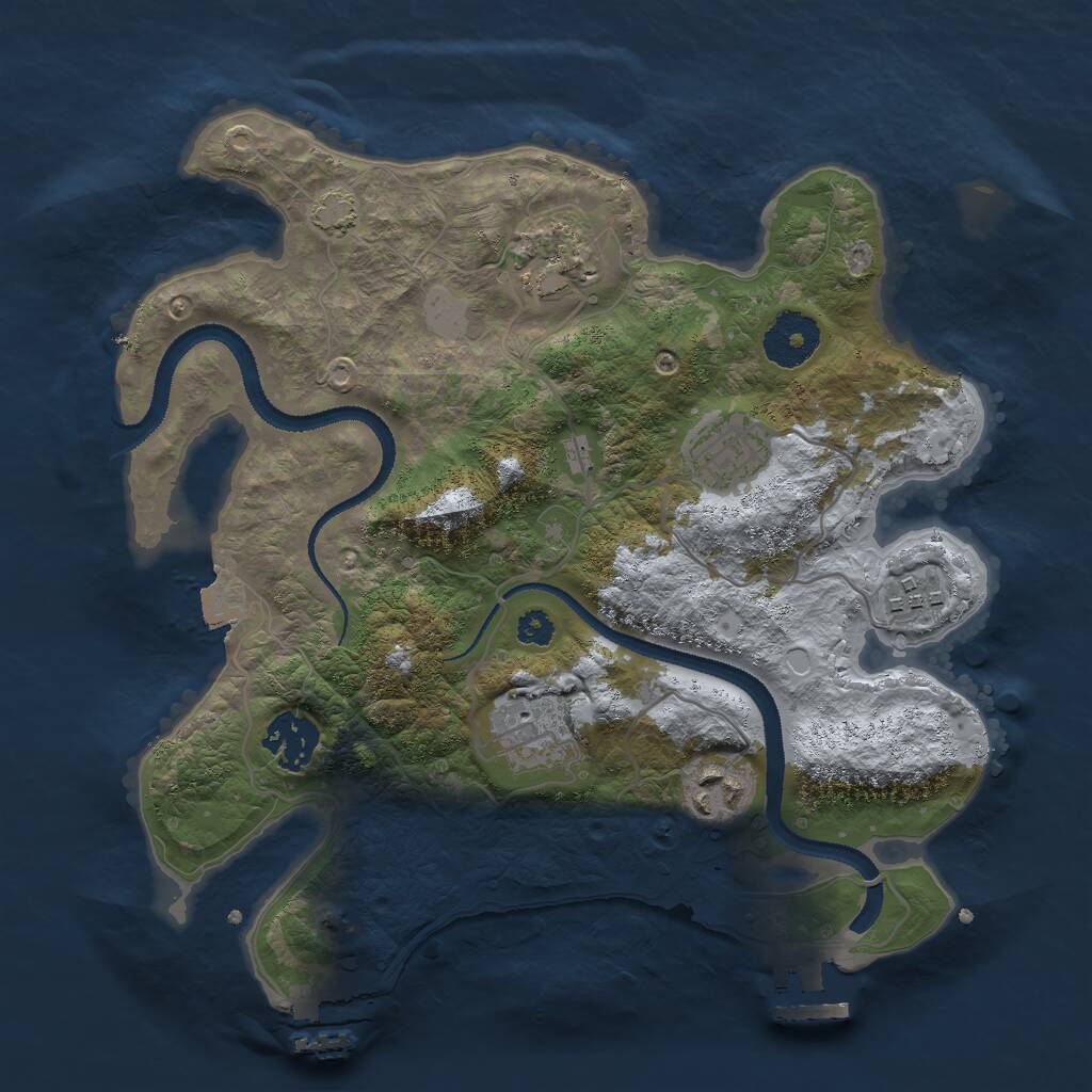 Rust Map: Procedural Map, Size: 3000, Seed: 1397245, 10 Monuments